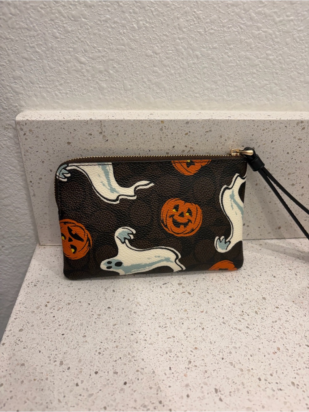 Coach Halloween Wristlet Black CCL21 Ghost Pumpkin NEW - Picture 7 of 11